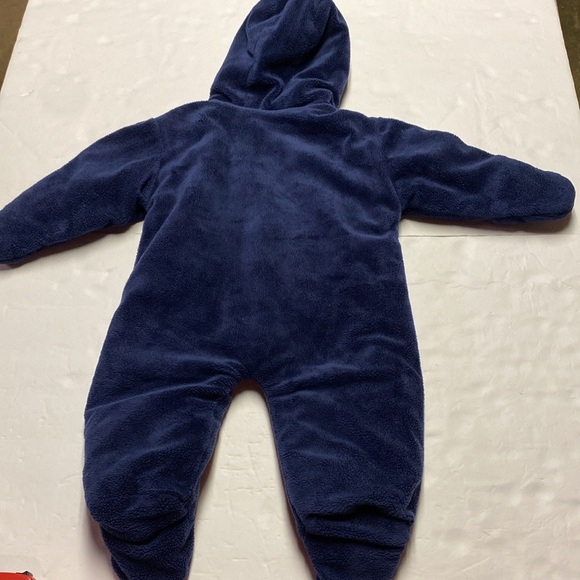 US. Polo Assn. Infant Snowsuit Blue 6-9M Baby Bunting Snowsuit Feet Zip Up Hood - Picture 3 of 9